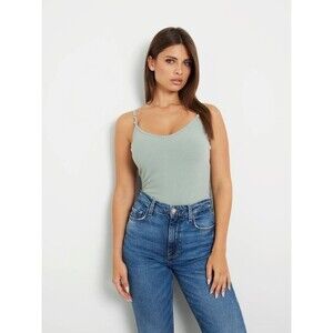 GUESS Women's Luci Scoop-Neck Sleeveless Cami Top, Malibu Sage, XL